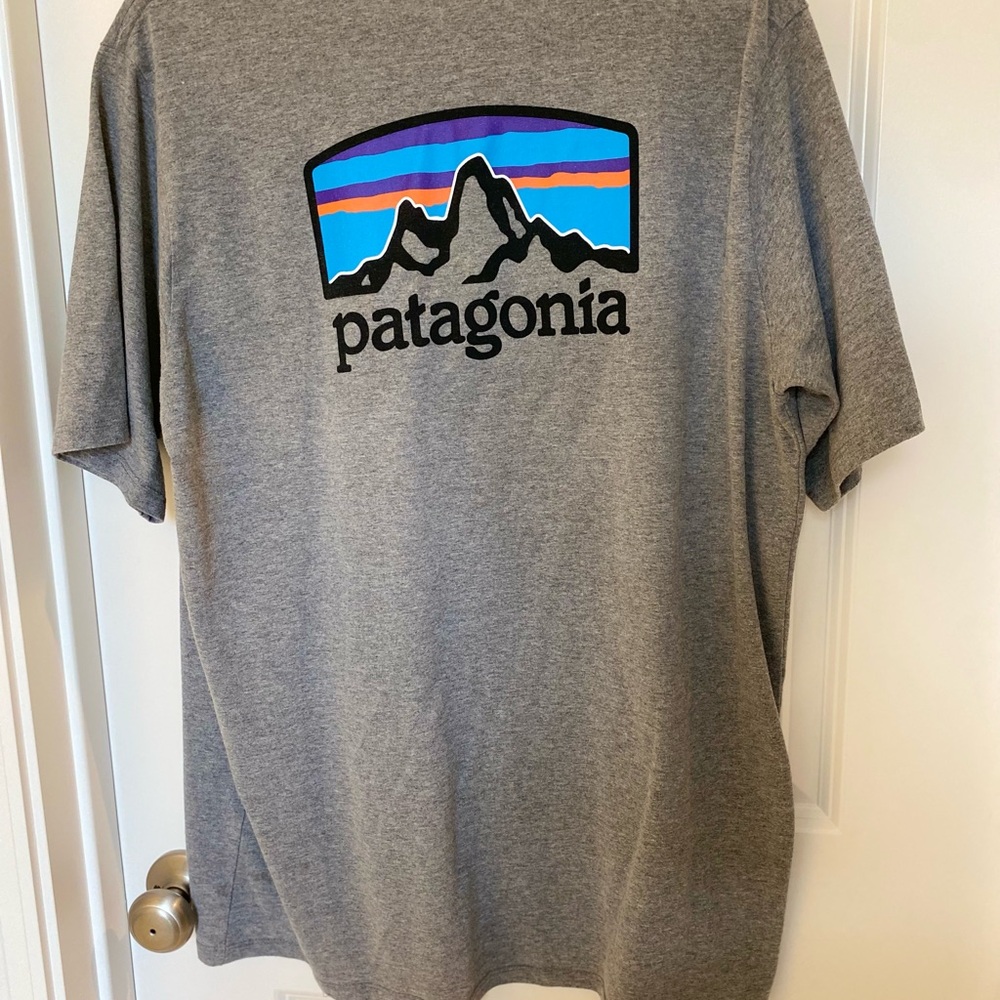 Patagonia Gray Tee with Vibrant Logo